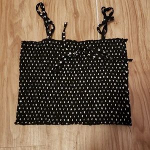 Cute polka dot shirred cami crop top